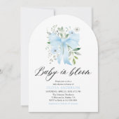 Invitation Blue Bow Baby in Bloom Floral Boy Baby shower (Devant)