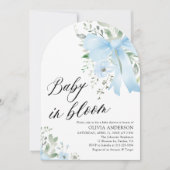 Invitation Blue Bow Baby in Floral Arch Baby shower (Devant)