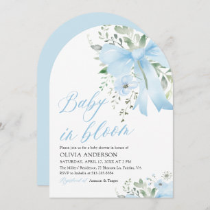 Invitation Blue Bow Baby in Floral Boy Arch Baby shower
