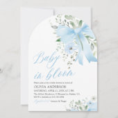 Invitation Blue Bow Baby in Floral Boy Arch Baby shower (Devant)