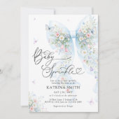 Invitation Blue Bow Baby Sprinkle Floral Baby Shower (Devant)