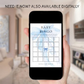 Invitation Blue Bow Bingo Baby Shower Game Card