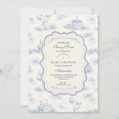 Invitation Blue Bow Blueberry Garden Baby Shower (Devant)