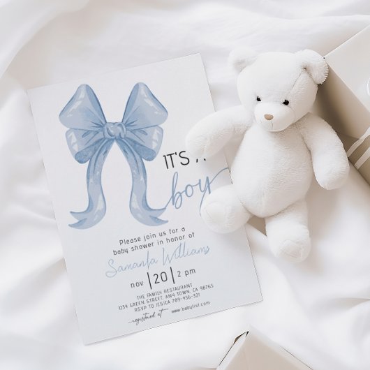 Invitation Blue Bow Boy Baby Shower
