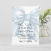 Invitation Blue Bow Boy Baby Shower (Debout devant)