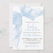 Invitation Blue Bow Boy Baby Shower (Devant)