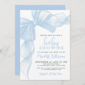 Invitation Blue Bow Boy Baby Shower (Devant / Derrière)