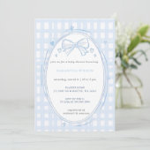 Invitation Blue Bow Boy Baby Shower (Debout devant)