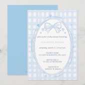 Invitation Blue Bow Boy Baby Shower (Devant / Derrière)
