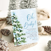 Invitation Blue Bow Boy Christmas Tree Oh Baby Baby shower