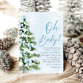 Invitation Blue Bow Boy Christmas Tree Oh Baby Baby shower