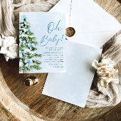 Invitation Blue Bow Boy Christmas Tree Oh Baby Baby shower