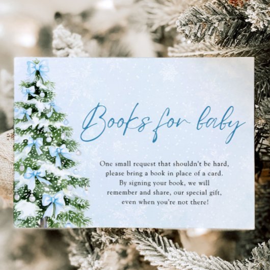 Invitation Blue Bow Christmas Tree Books for Baby Baby Shower