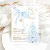 Invitation Blue Bow Cold Outside Boy Baby Shower