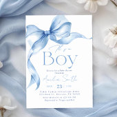Invitation Blue Bow Coquette Boy Baby Shower
