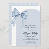 Invitation Blue Bow Coquette Boy Baby Shower  (Devant / Derrière)