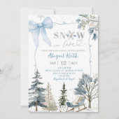 Invitation Blue Bow Coquette Snow In Love Bridal Shower (Devant)