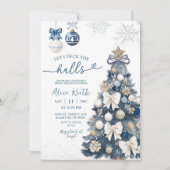 Invitation Blue Bow Coquette Winter Christmas Bridal Shower (Devant)