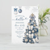 Invitation Blue Bow Coquette Winter Christmas Bridal Shower (Debout devant)