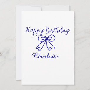 Invitation Blue bow CUTIE AJOUTER NOM BABY heureux anniversai