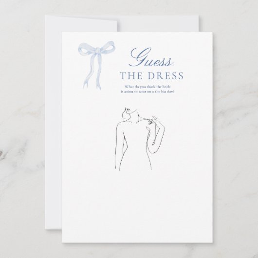 Invitation Blue Bow Devine La Fête des mariées De Robe Jeu (Devant)
