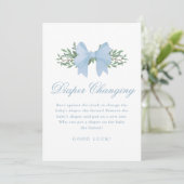 Invitation Blue Bow Diaper Changer Baby shower Jeu (Debout devant)