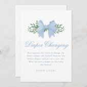 Invitation Blue Bow Diaper Changer Baby shower Jeu (Devant / Derrière)