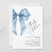 Invitation Blue Bow Elegant Baby boy Douche (Devant)