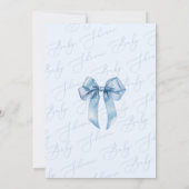 Invitation Blue Bow Elegant Baby boy Douche (Dos)