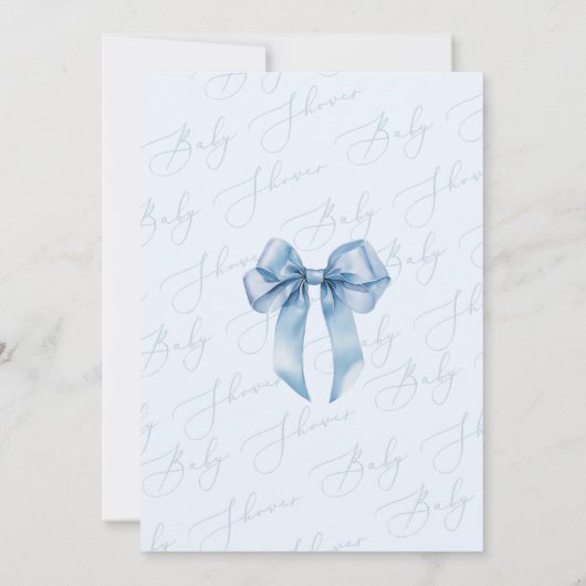 Invitation Blue Bow Elegant Baby boy Douche (Dos)