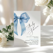 Invitation Blue Bow Elegant Baby boy Douche