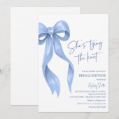 Invitation Blue Bow Elle noue la Fête des mariées de noeud (Devant / Derrière)