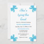 Invitation Blue Bow Elle noue la Fête des mariées de noeud (Devant)