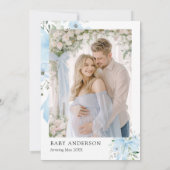 Invitation Blue Bow Floral Baby in Bloom Boy Baby shower (Dos)