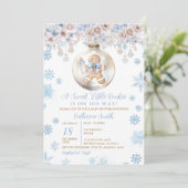 Invitation Blue Bow Gingerbread Christmas Cookies Baby Shower (Debout devant)