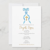 Invitation Blue Bow Grec Orthodoxe Christening Garçon Baptême (Devant)