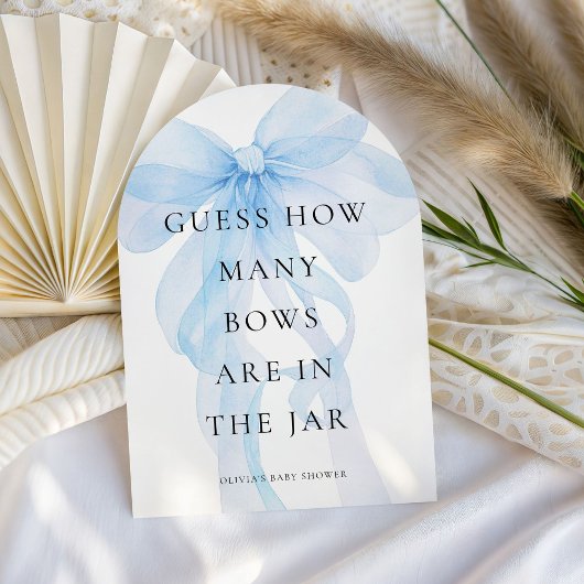 Invitation Blue Bow Guess How Many Game Baby Shower card