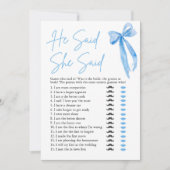 Invitation Blue Bow Il Dit Qu'Elle A Dit Fête des mariées Gam (Devant)