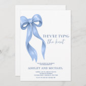 Invitation Blue Bow Ils lient la partie de l'engagement du no (Devant / Derrière)