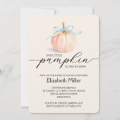 Invitation Blue Bow Little Citrouille Baby shower garçon (Devant)