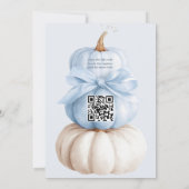 Invitation Blue Bow Little Citrouille Boy Baby shower QR Code (Dos)