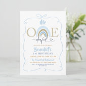 Invitation Blue Bow M. Onederful Boy's Birthday (Debout devant)