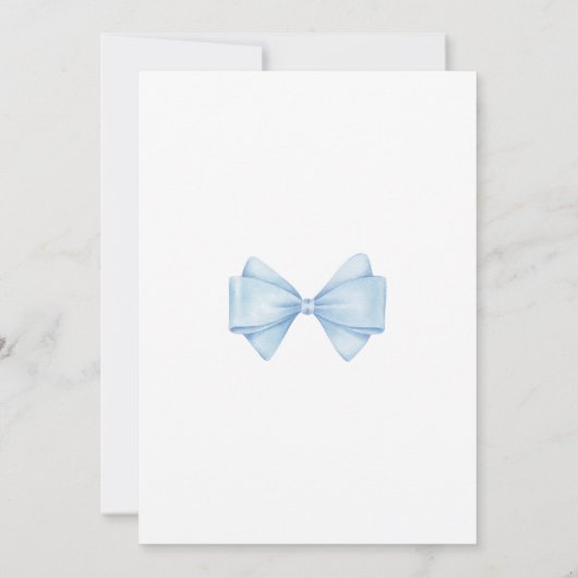 Invitation Blue Bow Modern Boy Baby shower (Dos)