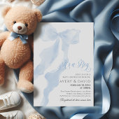 Invitation Blue Bow Moderne Élégant C'est un Baby shower garç