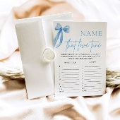 Invitation Blue Bow Nom Qui Aiment Tune Fête des mariées Jeu