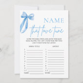 Invitation Blue Bow Nom Qui Aiment Tune Fête des mariées Jeu (Devant)