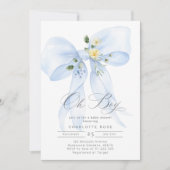 Invitation Blue Bow Oh Garçon aquarelle Bébé Garçon Douche (Devant)