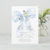 Invitation Blue Bow Oh Garçon aquarelle Bébé Garçon Douche (Debout devant)