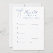 Invitation Blue Bow Quel Âge Avait-Elle Deviné Le Jeu De Mari (Devant)