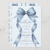 Invitation Blue Bow quelque chose de bleu avant de faire Fête (Devant / Derrière)